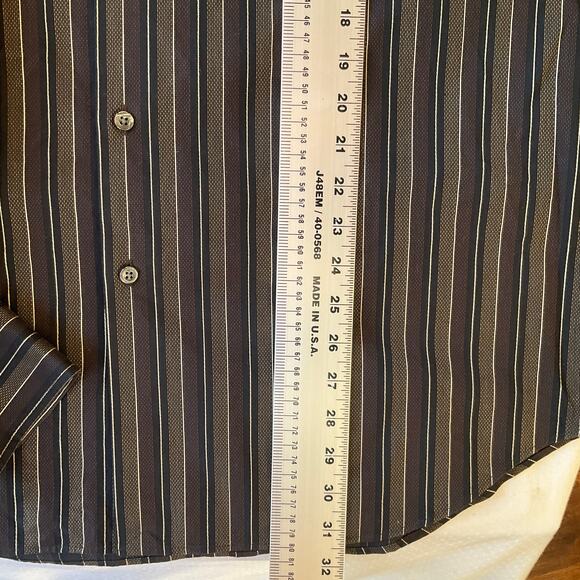 Robert Talbott Men’s Long Sleeve Dress Button Down Shirt Size 2XL, Gray Stripes - Picture 4 of 9